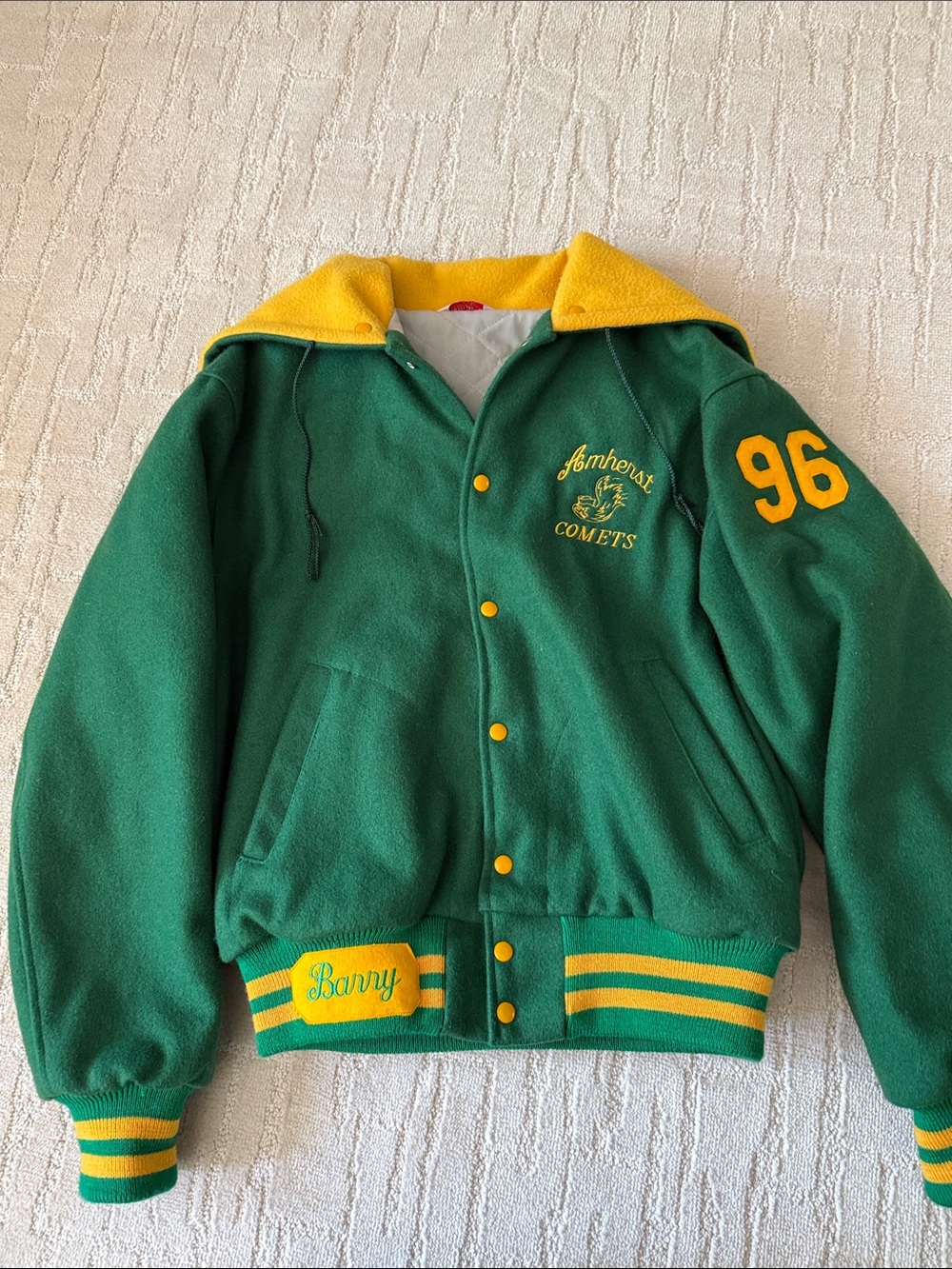 Green & Yellow Varsity Bomber Jacket